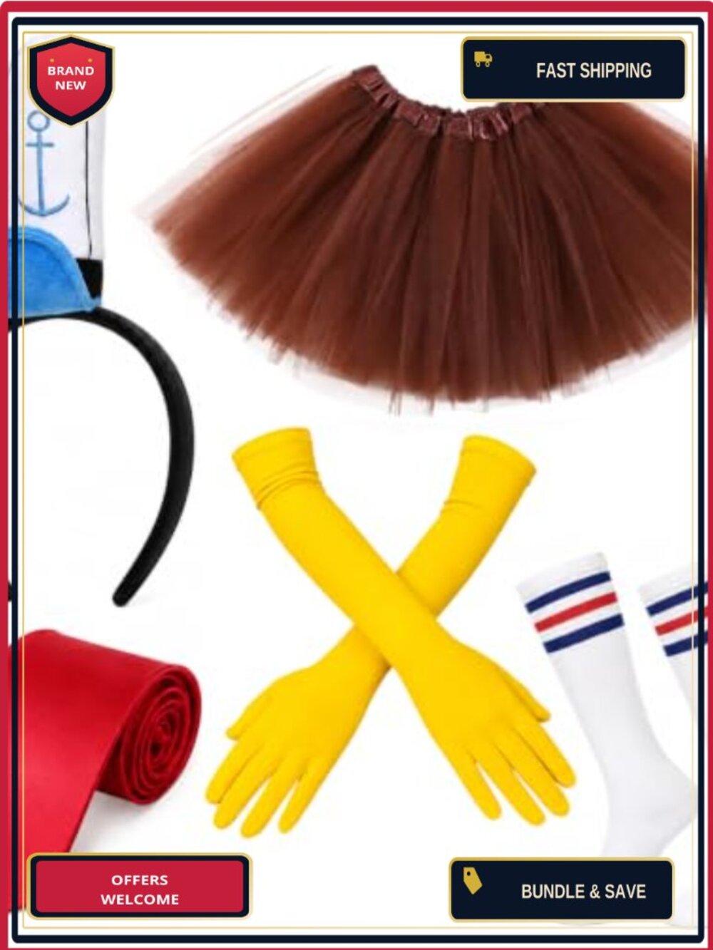 Sailor Costume Set Headband Tie Tutu Skirt Gloves Socks Cosplay Halloween
